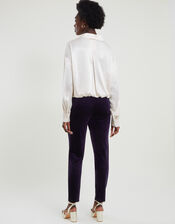 Velvet Tapered Trousers , Purple (PURPLE), large
