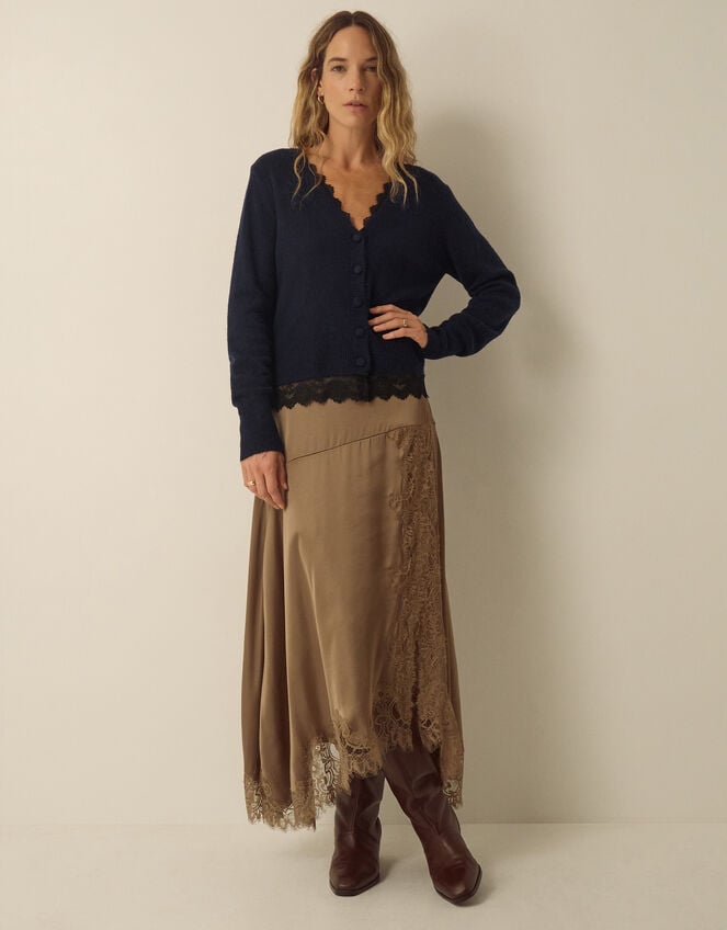 Lula Lace Trim Cardigan, Blue (NAVY), large