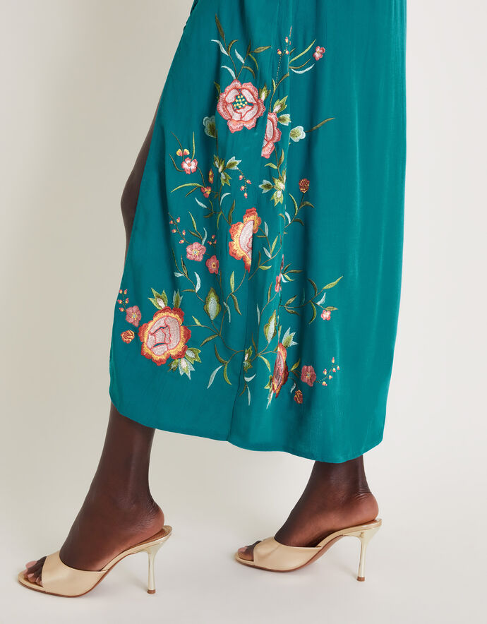 Crystal Teal Camotone Floral Midi Dress