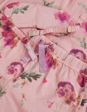 Pansy Print Pyjama & Sleep Mask Set, Pink (PINK), large