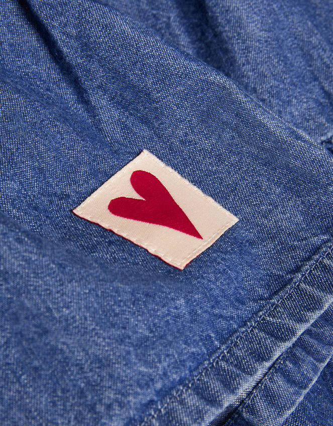 Heart Ruffle Denim Skirt, Blue (BLUE), large