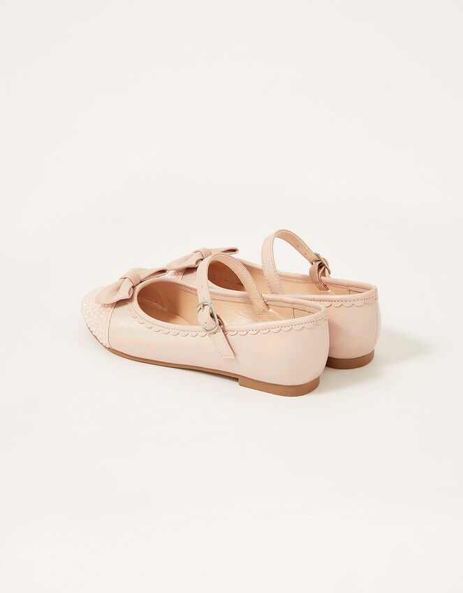 Shimmer Toe Bow Ballerina Flats, Pink (PINK), large