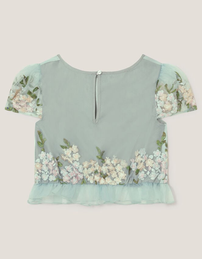 Floral Embroidered Party Top, Green (SAGE), large