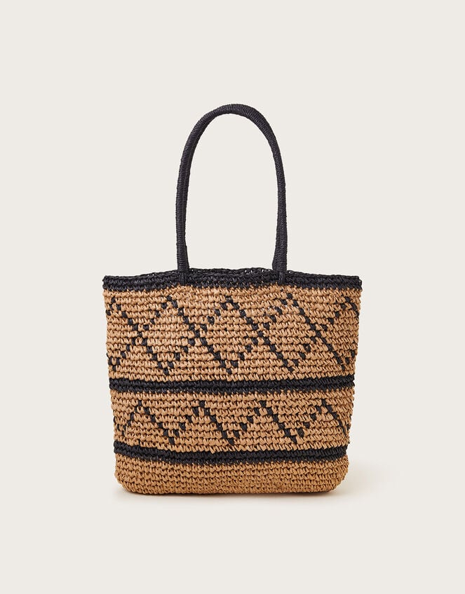 Monochrome Raffia Bag, , large