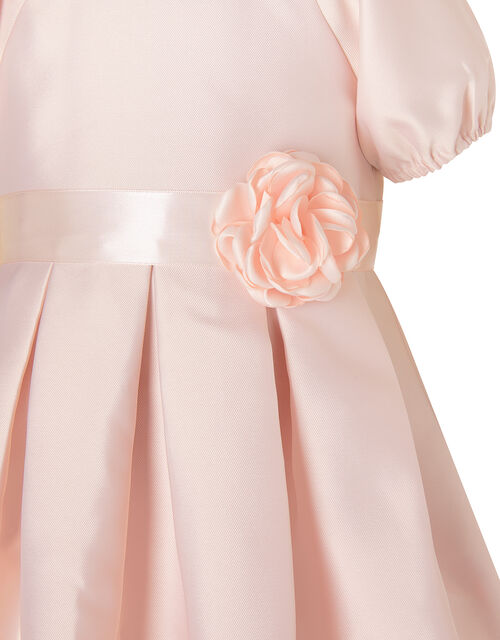 Baby Corsage Belt Duchess Twill Dress, Pink (PINK), large