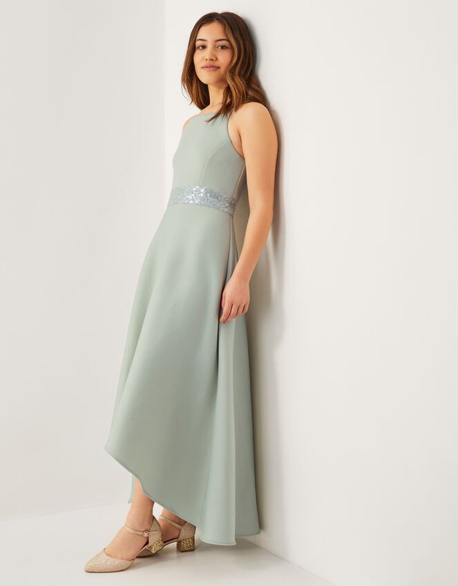 Strappy Sequin High-Low Prom Dress, Green (SAGE), large