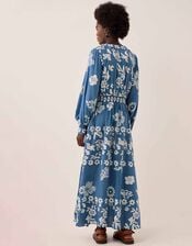 East Kris V-Neck Batik Maxi Dress, Blue (DARK BLUE), large