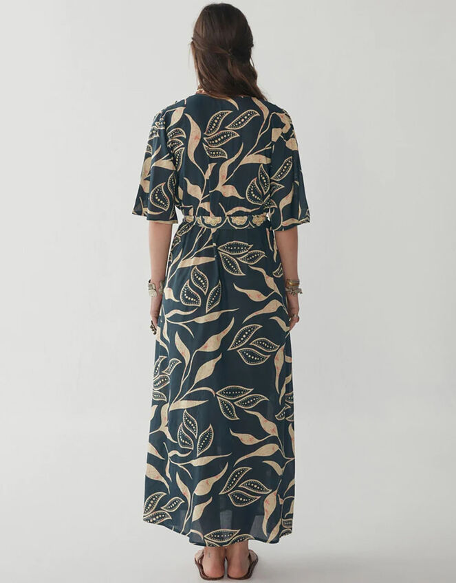 Maison Hotel Print Tie Maxi Dress, Blue (NAVY), large