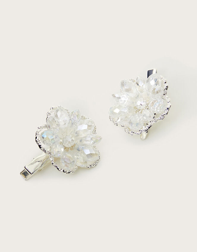 2-Pack Diamante Flower Hair Clips, , large