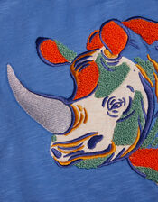 Rhino Print Long Sleeve T-Shirt, Blue (BLUE), large