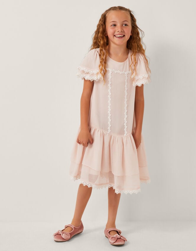 Antonia Drop Waist Flower Dress, Pink (PINK), large