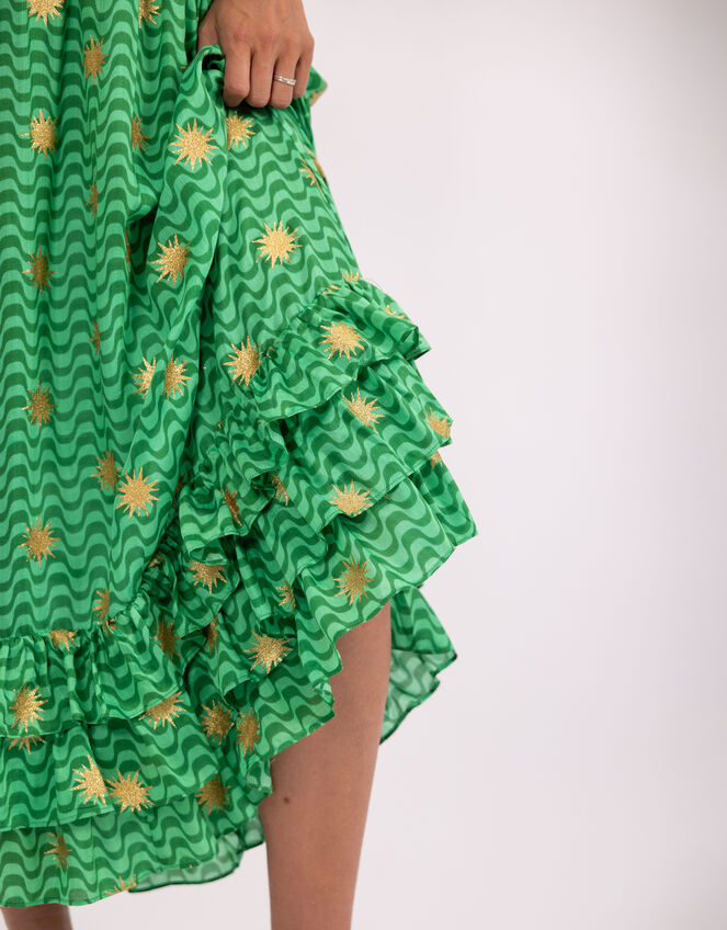 Sundress Pooja Strapless Ruffle Midi Dress, Green (GREEN), large