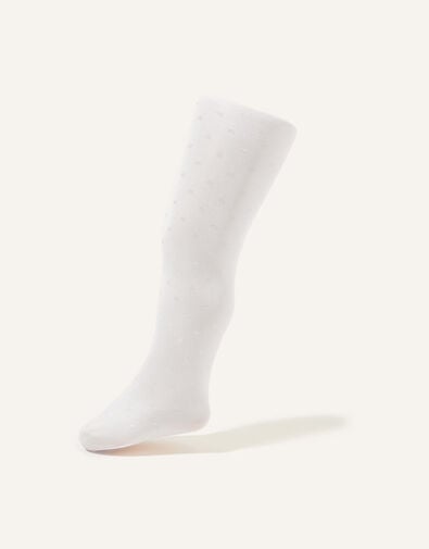 Baby Polka Dot Tights, White (WHITE), large