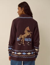 Harper Horse Cardigan, Brown (CHOCOLATE), large