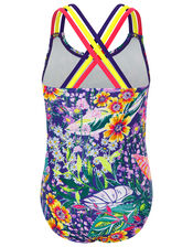 Isobelline Floral Swimsuit with Recycled Polyester, Blue (NAVY), large