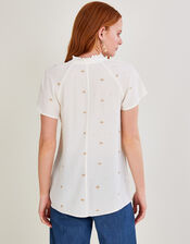 Embroidered Ditsy Top in LENZING™ ECOVERO™ , Ivory (IVORY), large