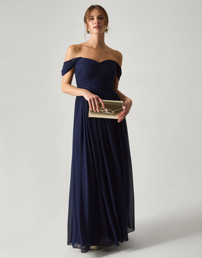 Evelyn Bardot Bridesmaid Dress Blue