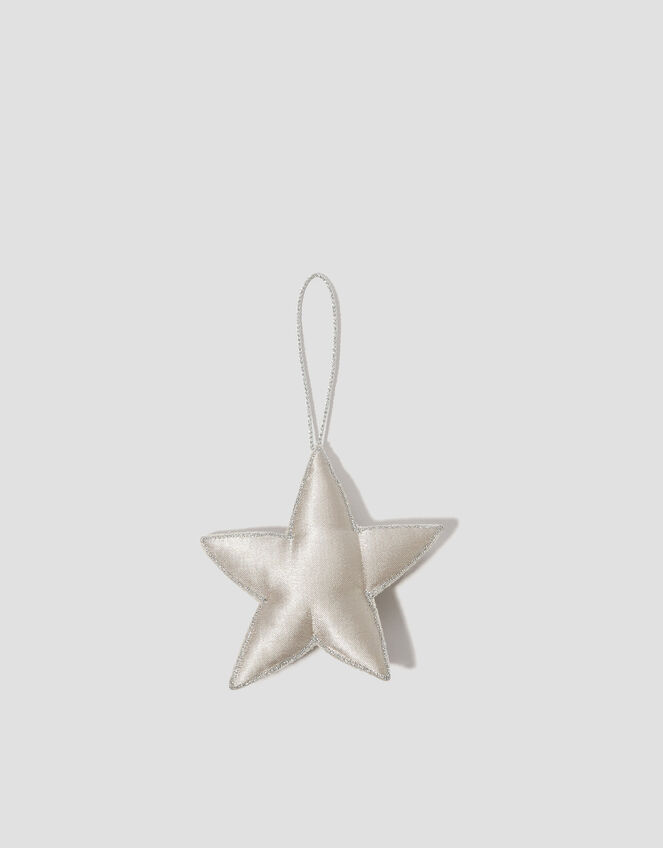 Embellished Star Christmas Tree Decoration, Silver (SILVER), large
