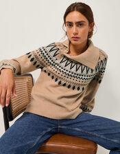 Fifi Fair Isle Jumper, Camel (CAMEL), large