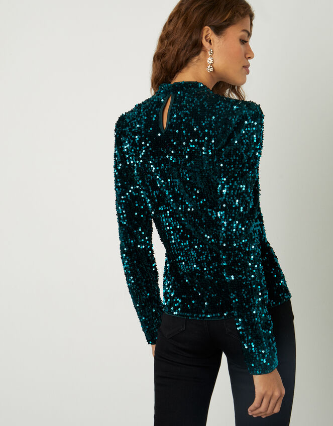 Cindy Sequin Long Sleeve Top Green | Monsoon UK Navigation Catalog |  Monsoon UK.