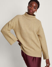 Rae Roll Neck Jumper, Camel (CAMEL), large