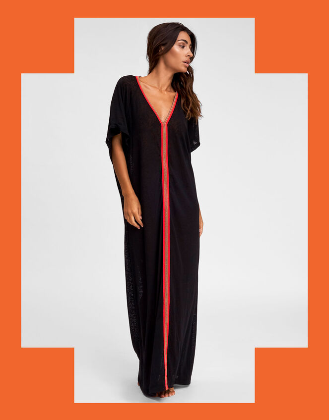 Pitusa Inca Abaya Maxi Sundress, Black (BLACK), large