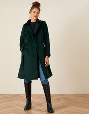 Wren Trench Coat in Wool Blend, Teal (TEAL), large