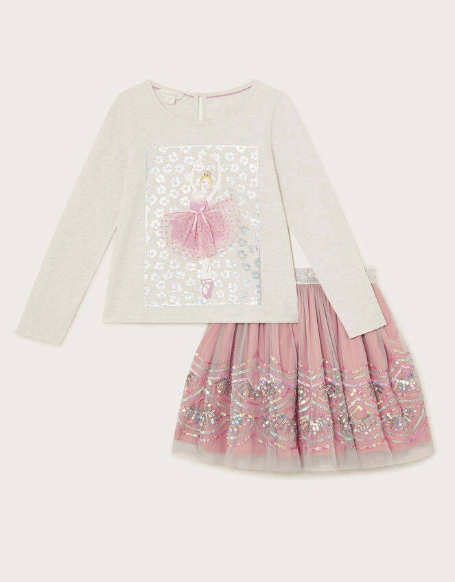 Ballerina Top and Sequin Skirt Set, Pink (PINK), large