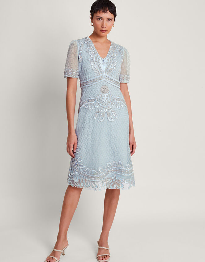 Siena Embroidered Dress Blue, Evening Dresses