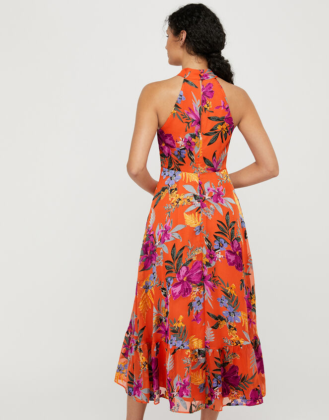 Trixie Burnout Floral Tiered Dress, Orange (ORANGE), large