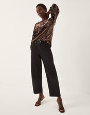 Keisha Geometric Velvet Top, Brown (CHOCOLATE), large