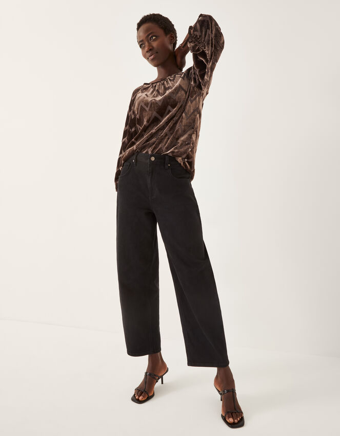 Keisha Geometric Velvet Top, Brown (CHOCOLATE), large