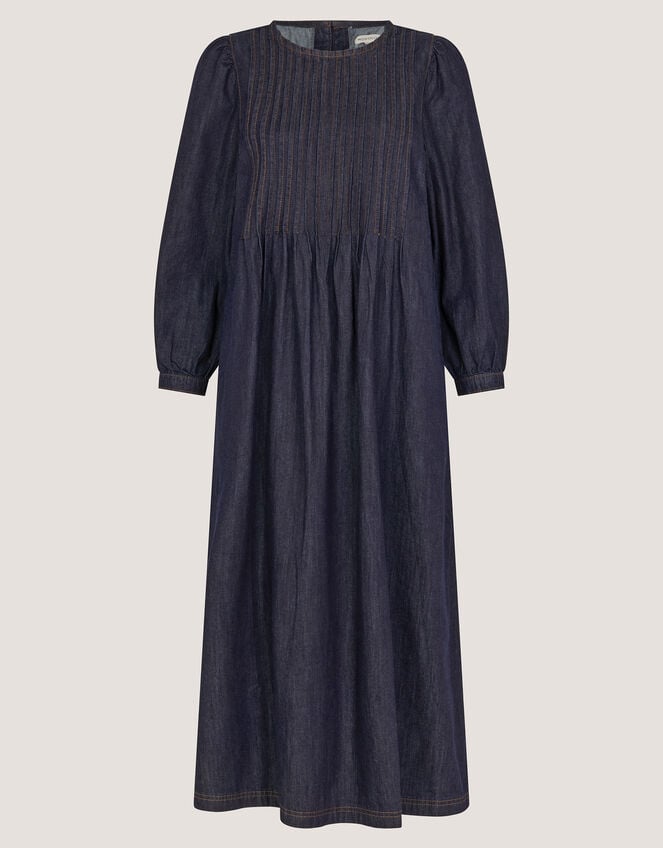 Remy Pintuck Denim Midi Dress, Blue (INDIGO), large