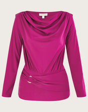 Belted Ring Detail Jersey Top with LENZING™ ECOVERO™ , Pink (PINK), large