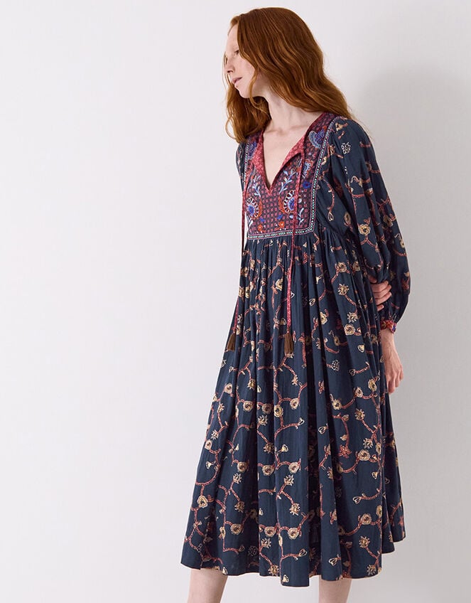 East Elenie Embroidered Midi Dress, Black (BLACK), large