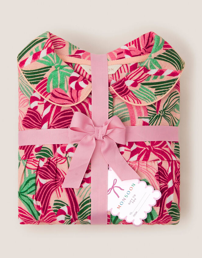 Christmas Bow Print Long Pyjamas Set, Pink (PINK), large
