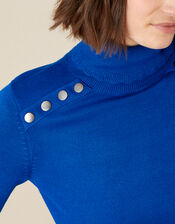 Studded High Neck Jumper, Blue (COBALT), large