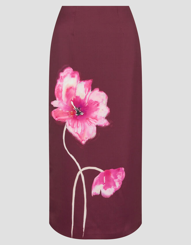 Elizabeth Floral Midi Skirt, Red (BURGUNDY), large