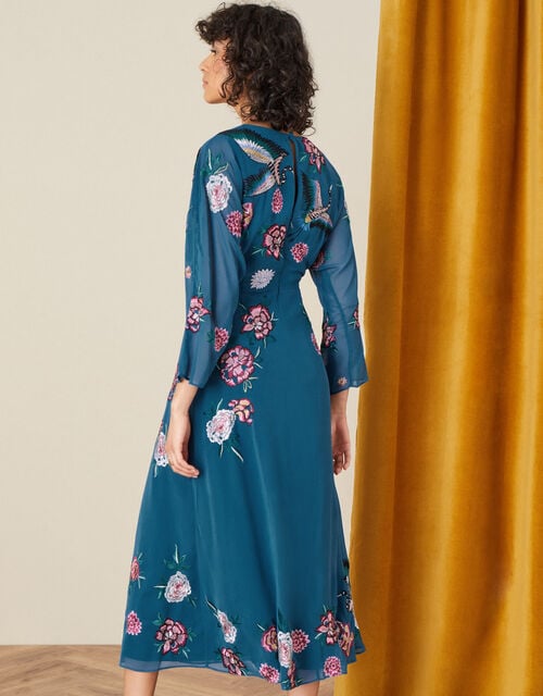 Abby Embroidered Midi Dress, Teal (TEAL), large