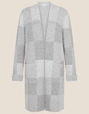 Check Pattern Coatigan with Recycled Polyester, Grey (GREY), large