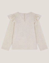 Sequin Heart Butterfly Long Sleeve Top, Ivory (IVORY), large