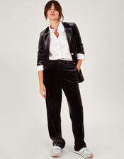 Maria Velvet Straight Leg Trousers, Black (BLACK), large
