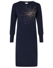 Starburst Heat-Seal Gem Knit Dress, Blue (NAVY), large