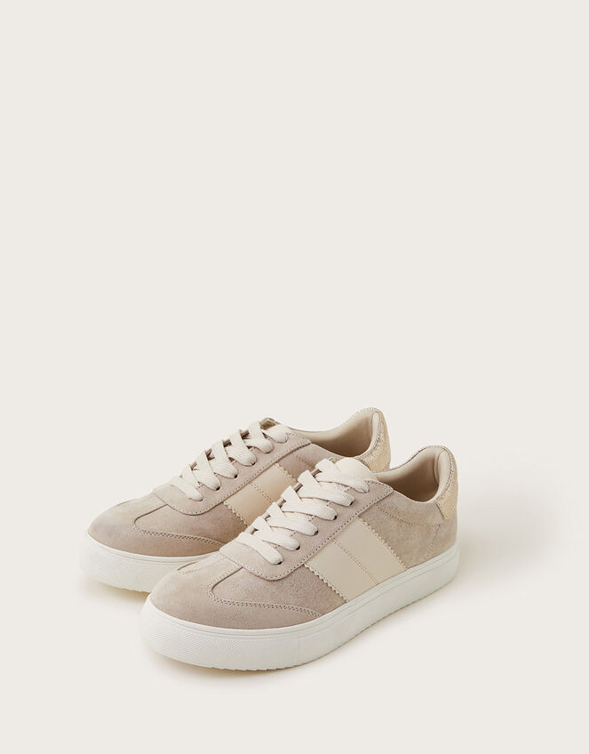 Faux Suede Trainers, Natural (NEUTRAL), large