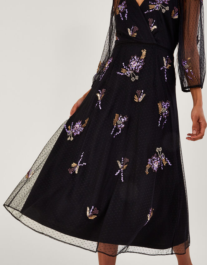 Eloise Embellished Tea Dress, Black (BLACK), large
