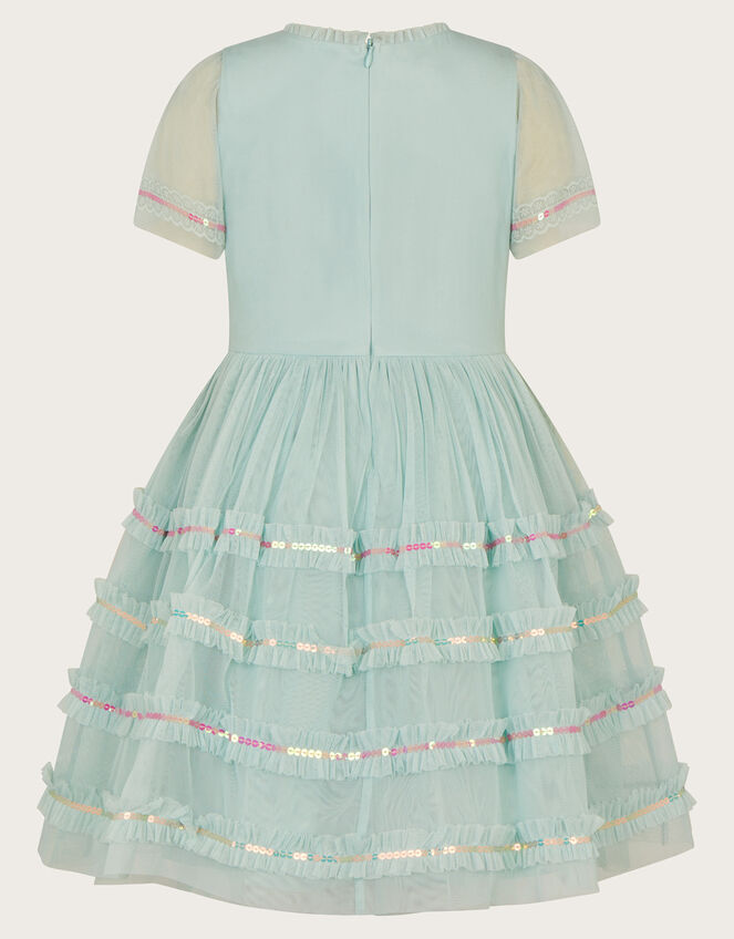 Embroidered Lace Tape Dress, Blue (AQUA), large