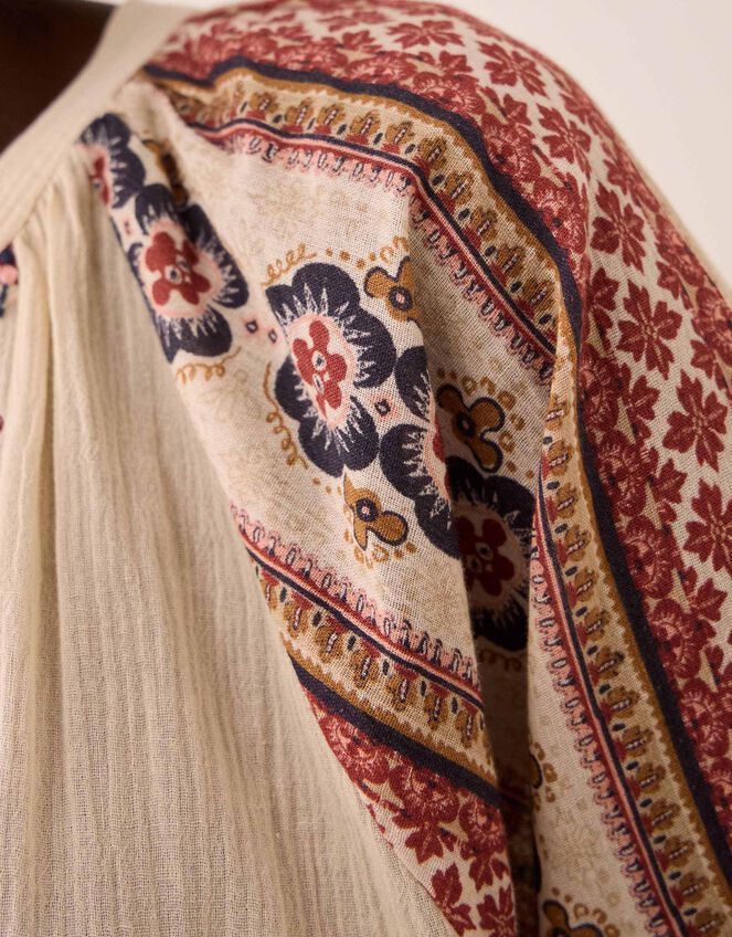 East Gabriette Floral Print Cotton Blouse, Ivory (IVORY), large