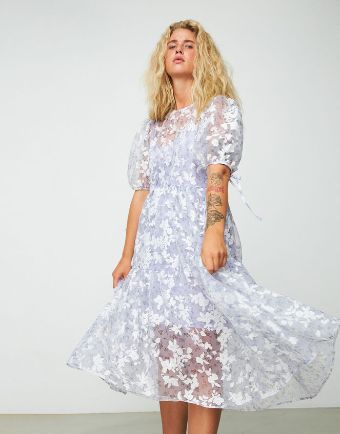 Crās Floral Mesh Dress, Purple (LILAC), large