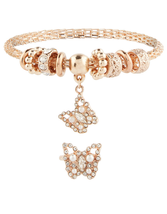 Sparkle Butterfly Bracelet and Ring Set, , large