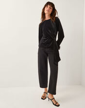 Freya Feather Velvet Top, Black (BLACK), large